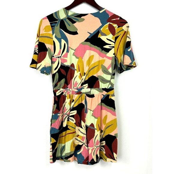 Loft Beach Romper Womens XS Colorful Tropical Print Faux Wrap Pockets Comfort T4 - Picture 3 of 12